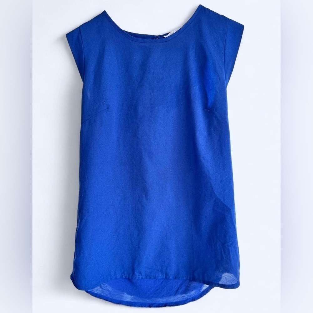French Connection Womens Navy Blue Cap Sleeve Preppy Casual Blouse Top XS